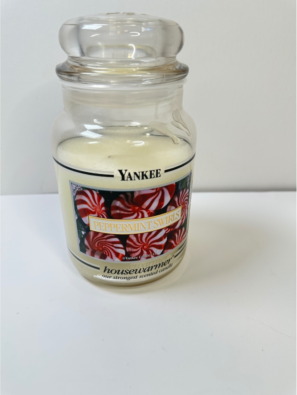 Yankee Candle Peppermint Swirls 22 oz Jar Black Label Retired Scent 3/4 Full